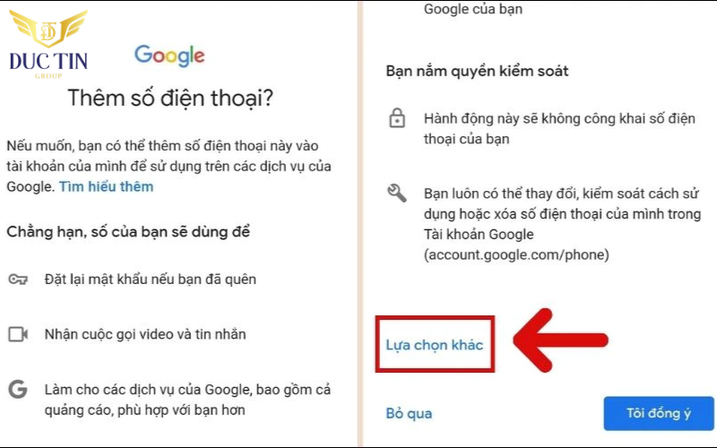 Thêm số điện thoại để thêm tiện ích hoặc tăng khả năng bảo mật 